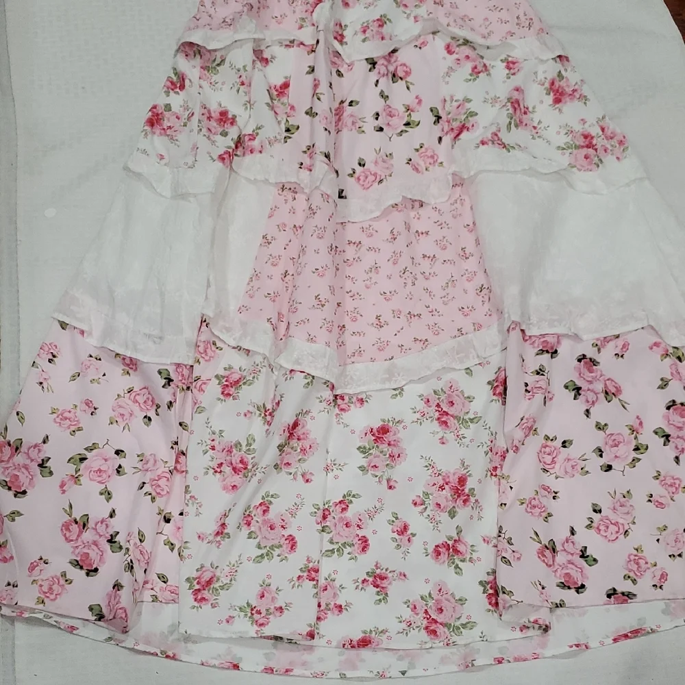Ebossy Pink and White Barbiecor Floral Cottagecore  Halter Dress Size S - Picture 12 of 15